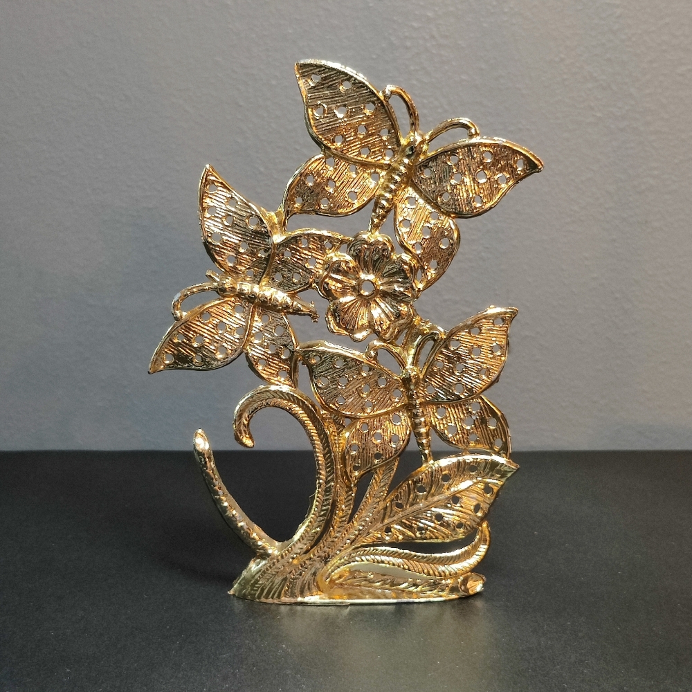 Elegant Gold tone Butterfly Jewelry Holder
